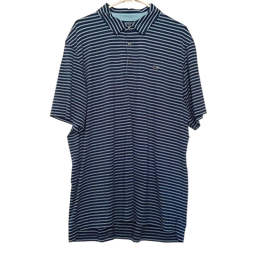 Vineyard Vines XL Men's Performance Polo Shirt Navy/light blue Striped